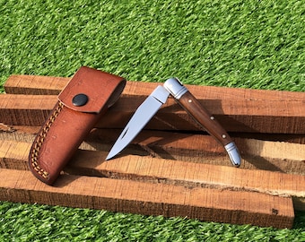 Laguiole Pocket knife handmade stainless steel folding knife with sheath gift for him