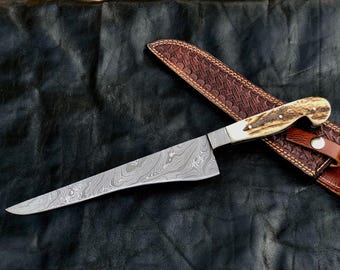 koksmes handgemaakt lemmet van damascusstaal natuurlijk materiaal handvat cadeau voor iedereen gratis gravure