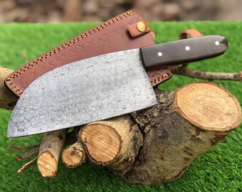 custom handmade Damascus cleaver knife is the  for any chef butcher or kitchen