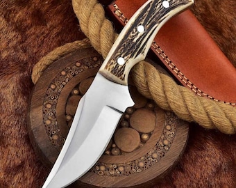 Hunting knife handmade J2 stainless steel blade natural handle material gift for everyone