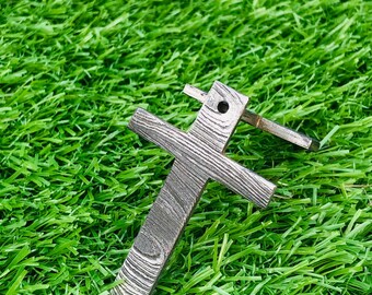 Damascus stalen hanger Keltisch kruis – handgemaakte sleutelhanger 2 lengtes