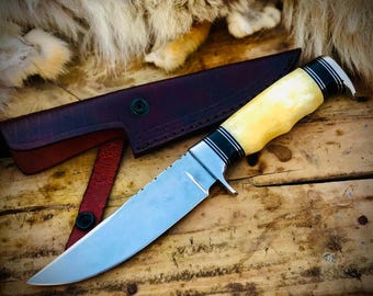 Hunting knife handmade J2 stainless steel blade natural handle material gift for everyone