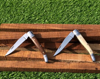 Laguiole Pocket Knives J2 Stainless Steel Bone & Rosewood Handles (Pair)