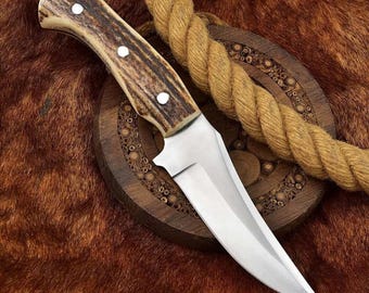 Hunting knife handmade J2 stainless steel blade natural handle material gift for everyone