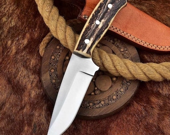 Hunting knife handmade J2 stainless steel blade natural handle material gift for everyone