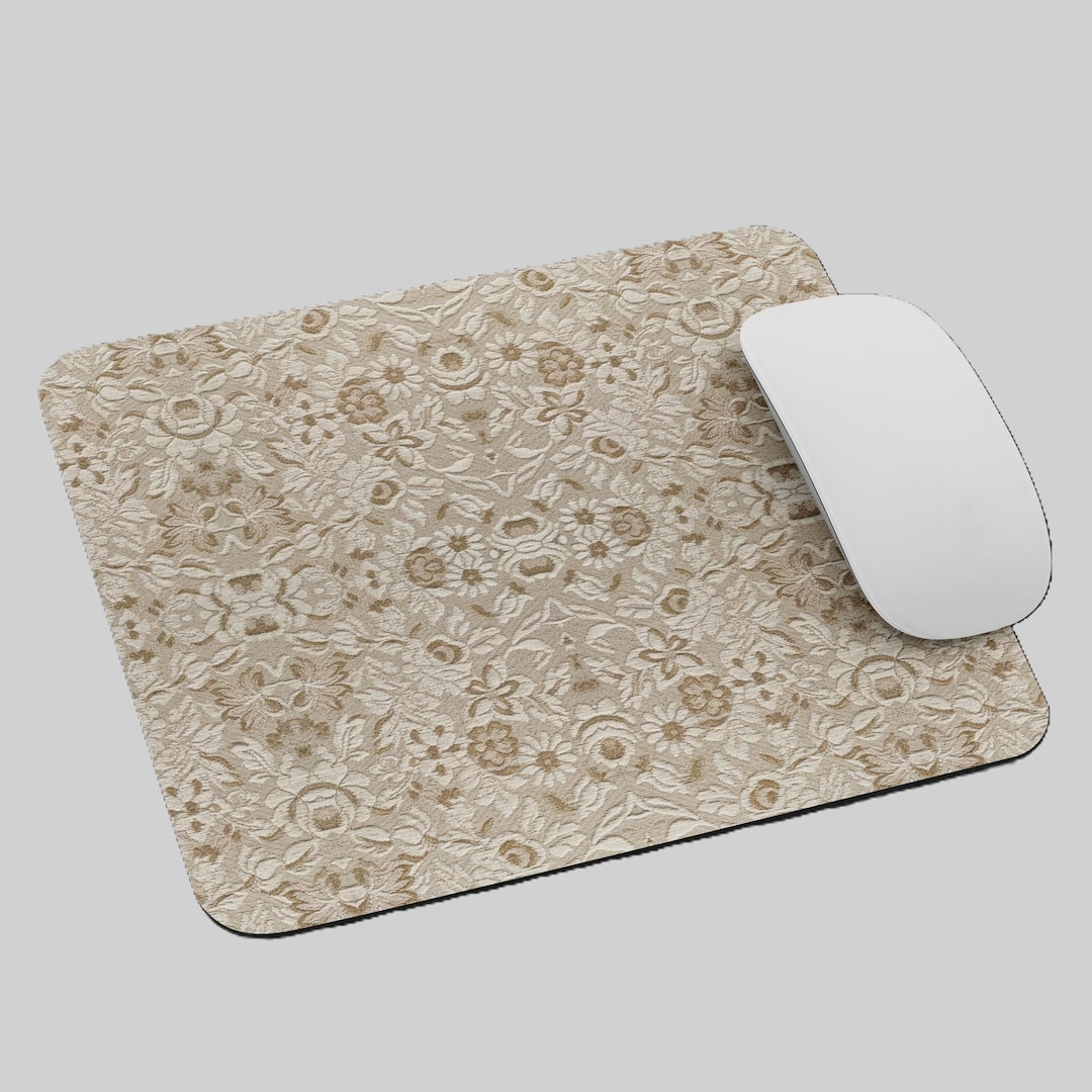 Alabaster Brocade Mouse Pad | Antique Textile Mat | Classic Botanical ...