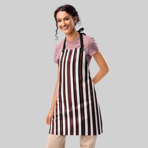 Striped Kitchen Cooking Apron | White, Black, Auburn