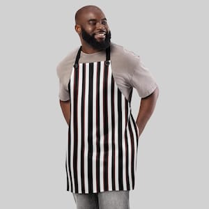 Striped Kitchen Cooking Apron | White, Auburn, Black