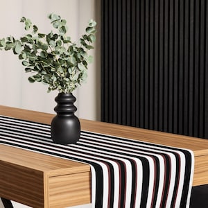 Striped Table Runner | White, Auburn, Black