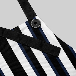 Striped Kitchen Cooking Apron | White, Navy, Black