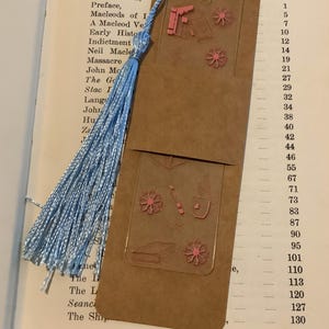 Pink Books & Pink Flowers - Small Acrylic Bookmark