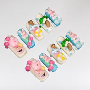 Cute 3D Candy Press on Nails,Kawaii Pink Nails,Cute Beach Nails,3D Nails,Party Nails,Beach Nails,Y2K Nails,Sweet Nails,Fake Nails,Nails Set