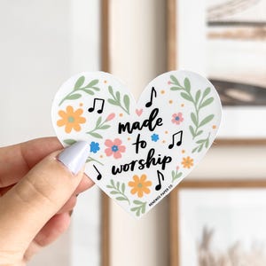 Made To Worship Vinyl Sticker | Christian Stickers, Water & Fade Resistant, Scratch Proof, Laptop Sticker, Cute Christian Stickers