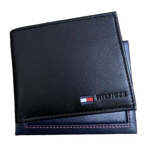 Cartera de piel negra con bolsillo para monedas de Tommy Hilfiger para hombre
