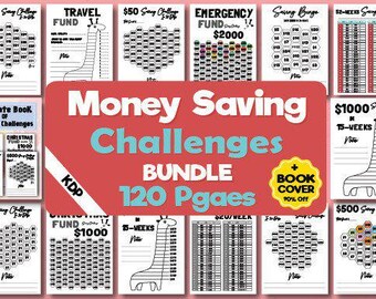 Money Saving Challenges Bundle - Printable Download PDF, Cash Stuffing, Budgeting Trackers Bundle, Budget Binder, Cash Envelope System