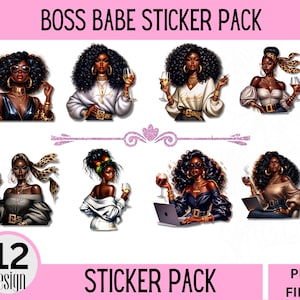 Boss Babe Clipart Sticker Pack | 12 Glam Girl Boss Elements | Digital Download | Feminine Aesthetic Clipart for Stickers & Branding