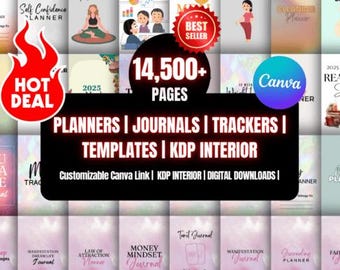 14500+ Pages PLR Canva Template Bundle, 200 Canva Templates, Planners, Journals, Trackers, Printable, Master Resell Rights, PLR Products