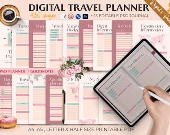 Travel Planner Travel Itinerary budget Spreadsheets Road Trip digital Planner Vacation Holiday Packing List Digital And Printable