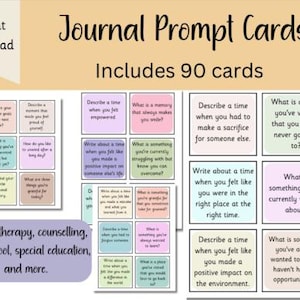 Afdrukbare 72 promptkaarten: Dear Journal, Let's Play, Mixed Media Prompts, bevestigingskaarten, angstkaarten, sociale psychologie, Mindful CAD-kaarten