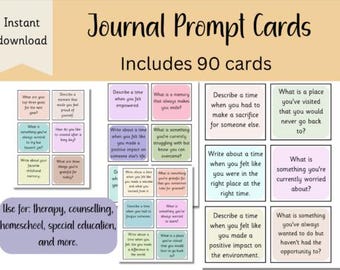 Afdrukbare 72 promptkaarten: Dear Journal, Let's Play, Mixed Media Prompts, bevestigingskaarten, angstkaarten, sociale psychologie, Mindful CAD-kaarten