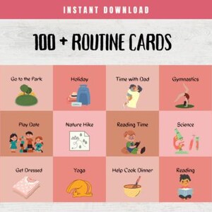 Cartes de routine quotidienne Programme visuel Tableau des routines des tout-petits pour les enfants Tableau des tâches ménagères Liste de contrôle du rythme quotidien Carte PEC Montessori pour enfants d'âge préscolaire