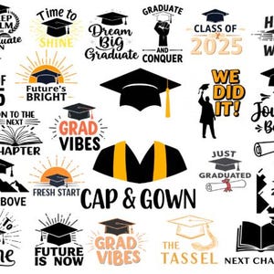 Afstuderen Svg-bundel, afstuderen Cap Svg, afstuderen Topper Svg, Grad 2025 svg, klasse van 2025 gesneden bestanden, afstuderen 2025, Instant Download