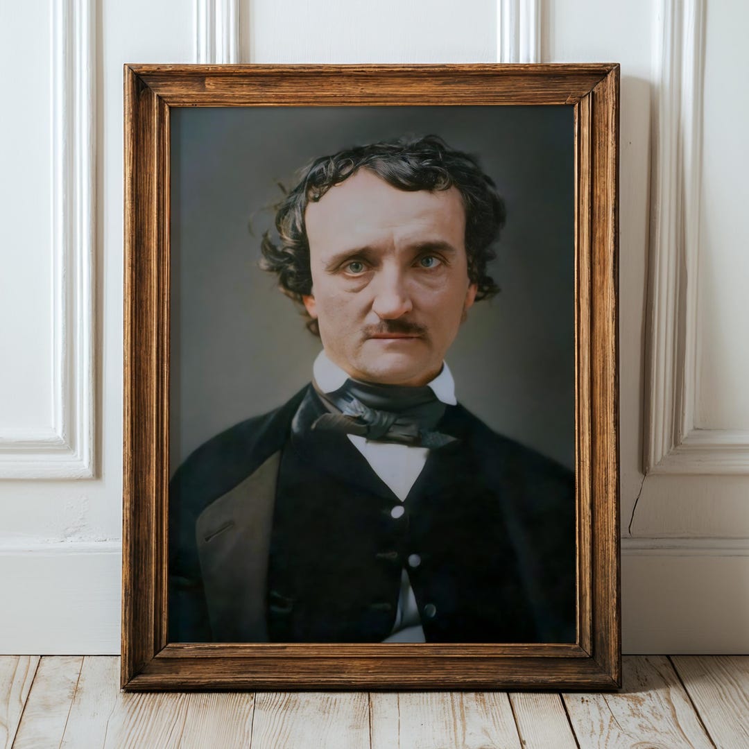 Edgar Allan Poe Colorized Portrait: Restored Vintage Gothic Wall Art - Etsy