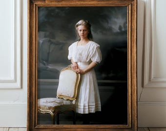 Ritratto di ragazza norvegese del 1908 colorato: foto d'epoca restaurata (download digitale)