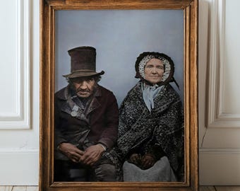 Ritratto vittoriano del 1860 restaurato e colorato / Fotografia antica / Download digitale / Foto d'epoca / Stampa d'arte storica