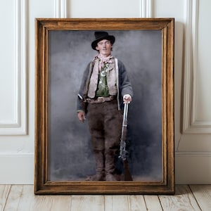 Billy the Kid Colorized & Restored Photo – Old West Outlaw Print – Vintage Western Wall Art – Digital Download for Instant Print