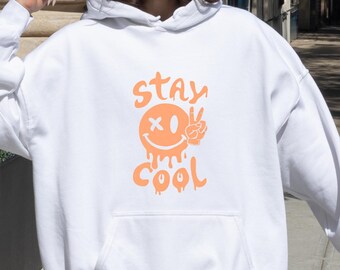 Stay Cool Hoodie, Unisex Oversized Sweatshirt, Soft Cotton Pullover, Trendy Streetwear, Funny Slogan Hoodie