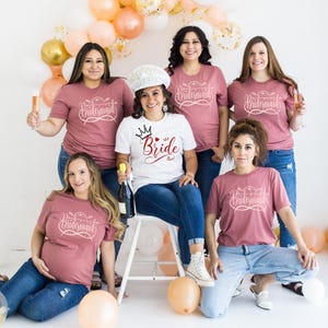 Bride & Bridesmaid Matching T-Shirts, Bachelorette Party Shirts, Bridal Party Tees, Wedding Squad Custom T-Shirts