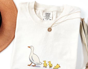 Mama Duck and Baby Ducks Comfort Colors Shirt, Cute Mother Duckling Graphic Tee, Matching Family Duck T-Shirt, Mom and Baby Animal Tee