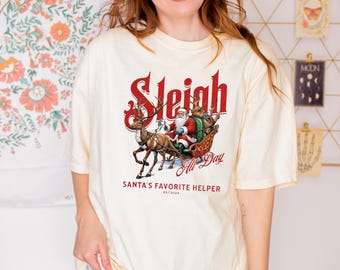 Retro Christmas Shirt, Y2K Comfort Colors Tee, Vintage-Inspired Santa Snowman Collage, Tis the Season