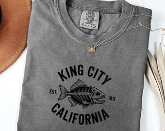 King City California Baskılı Comfort Colors® Hoodie, Vintage Style Oversized Sweatshirt, Unisex Pullover, Soft Cotton Streetwear