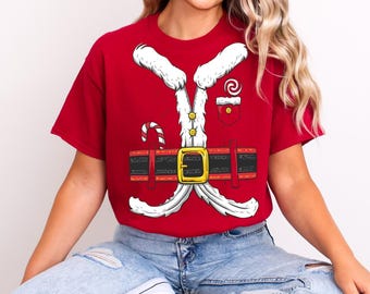 Santa Suit Christmas Shirt, Funny Santa Costume T-Shirt, Fake Santa Suit Graphic Tee, Xmas Party Outfit, Ugly Christmas Sweater Alternative
