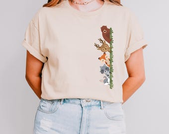 Peekaboo Animals T-Shirt, Cute Tiny Animal Tee, Side Peeking Pets Shirt, Whimsical Animal Lover Gift, Funny Animal Print Tee