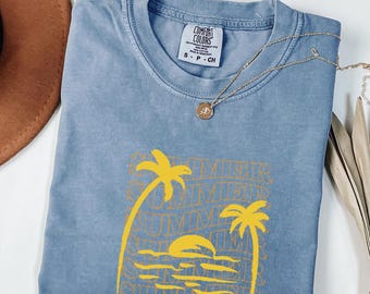 Summer Comfort Colors Shirt, Beach Aesthetic Tee, Sunshine Vibes T-Shirt, Coastal Graphic Tee, Retro Summer Shirt, Summer T-Shirt