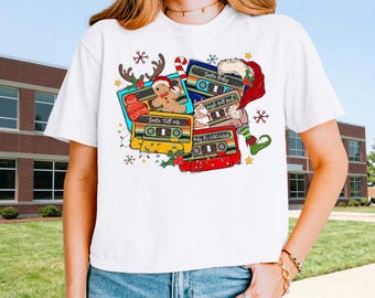 Christmas Cassette Tape Shirt, Retro Holiday Music Graphic Tee, Vintage Christmas Song Tape T-Shirt, Nostalgic Xmas, Festive Holiday Apparel