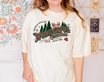 Wonderful Christmas Shirt, Vintage Christmas Tree Graphic Tee, Sparkle With Joy Holiday T-Shirt