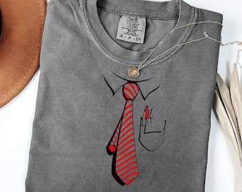 Tie Theme Comfort Colors Shirt, Funny Necktie TShirt, Work Style Graphic Tee, Business Casual Comfort Colors, Novelty Tie Print Shirt