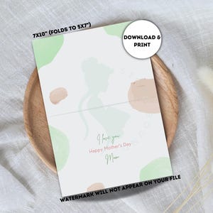 Carte minimaliste pour la fête des mères - Carte pliable imprimable 7 x 10 po | Design abstrait élégant | Téléchargement numérique instantané