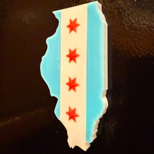 Chicago Flag Magnet – 3D Printed Illinois State Fridge Magnet – Windy City Home Decor, Chicago Gift, Local Pride