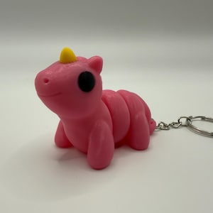 3D Printed Flexi Pink Unicorn Animal Keychain