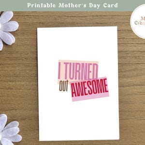 Tarjeta divertida del Día de la Madre para hijas e hijos. Imprima en casa, imprimible digitalmente, regalos para mamá, regalos para el Día de la Madre, tarjeta atrevida del Día de la Madre para niños.