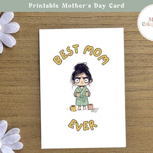 Tarjeta divertida del Día de la Madre para hijas e hijos. Imprima en casa, imprimible digitalmente, regalos para mamá, regalos para el Día de la Madre, tarjeta atrevida y feliz del Día de la Madre para niños.