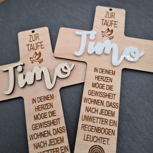 Personalized wooden baptismal cross – gift for baptism | birth | communion | confirmation