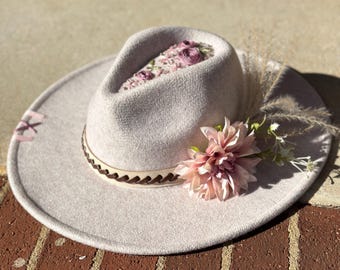 Rancher Hat, Floral Hat, Embroidered Hat, Stitched Hat, Boho  display picture 3