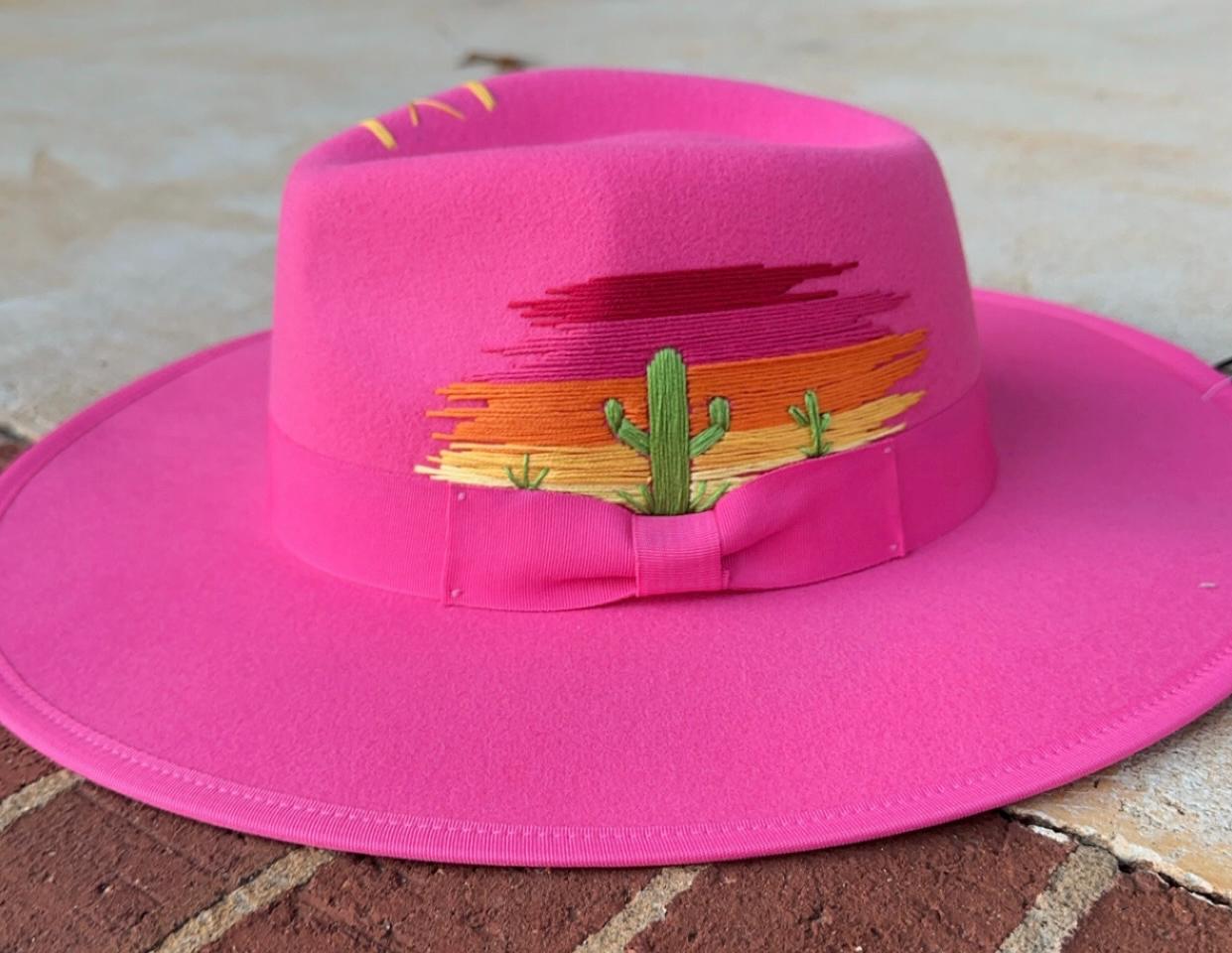 Pink serape hat cactus rancher hat boho western hat Rhinestone Pink Straw Western Hat – Bullhide Ladies Cowboy Hat main image 4