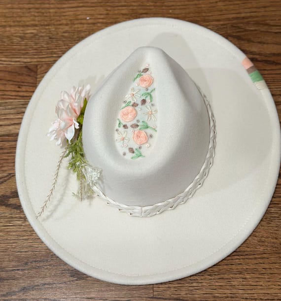Rancher Hat, off White Hat, Boho Style Hat, Custom Hat  display picture 3